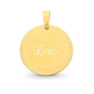 Anh&auml;nger aus Stainless Steel - Rostfreiem Stahl 15mm "love" Mix&Match Gold