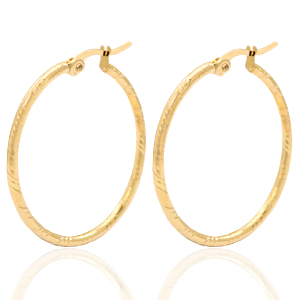 Stainless Steel - Rostfrei Stahl Ohrringe Creolen 33mm Gold