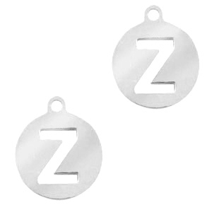 Anh&auml;nger aus Stainless Steel - Rostfreiem Stahl 10mm Initial coin Z Silber