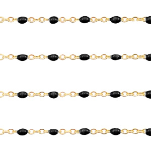 Zubeh&ouml;r aus Stainless Steel - Rostfreiem Stahl Gliederkette 1mm Schwarz-gold