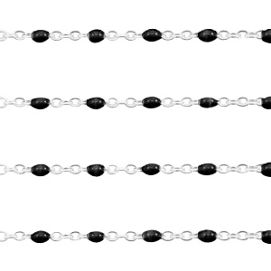 Zubeh&ouml;r aus Stainless Steel - Rostfreiem Stahl Gliederkette 1mm Schwarz-silber