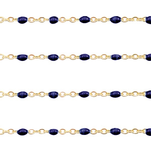 Zubeh&ouml;r aus Stainless Steel - Rostfreiem Stahl Gliederkette 1mm Dunkel blau-gold