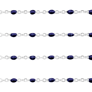 Zubeh&ouml;r aus Stainless Steel - Rostfreiem Stahl Gliederkette 1mm Dunkel blau-silber