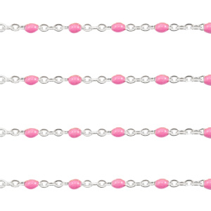 Zubeh&ouml;r aus Stainless Steel - Rostfreiem Stahl Gliederkette 1mm Fuchsia-silber