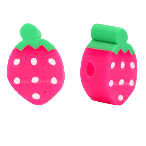 Perlen Polymer Erdbeere Pink-green