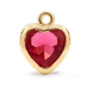 Anh&auml;nger aus Kristallglas Heart Indian pink-gold