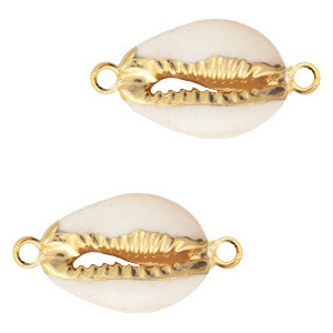 Perle Zwischenst&uuml;ck Muschel Spezial Kauri Cream beige-gold
