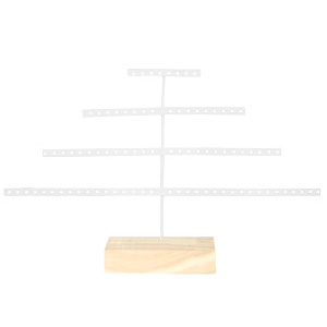 Schmuck Display Pyramide mit Holz St&auml;nder White-natural