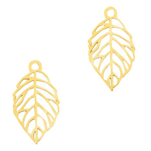 Anh&auml;nger aus Stainless Steel - Rostfreiem Stahl Blatt Gold