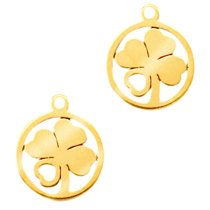 Anh&auml;nger aus Stainless Steel - Rostfreiem Stahl Gl&uuml;cksklee Gold
