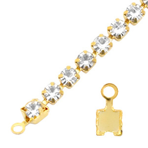 Zubeh&ouml;r Metall TQ  Endkappen f&uuml;r Strass Kette 4mm Gold