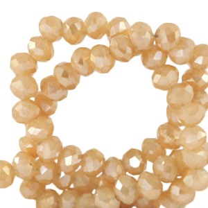 Facetten Top Glas Perlen 4x3mm Rondellen Peachy beige-pearl shine coating