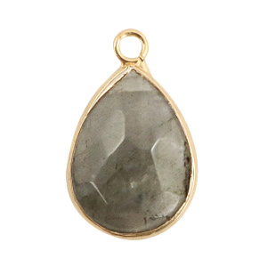 Anh&auml;nger Naturstein Tropfenform Fossil grey-gold