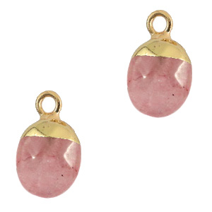 Naturstein Anh&auml;nger Quarz Fruit dove pink-gold