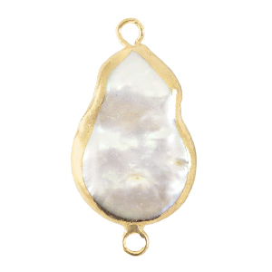 BQ S&uuml;sswasser Perlen Zwischenst&uuml;ck asymmetric Drop Gold-Natural white