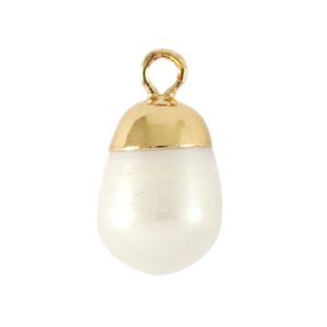 BQ S&uuml;sswasser Perlen Anh&auml;nger round Gold-Natural white