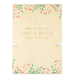 Karten f&uuml;r Schmuck Holz "jingle bells" Natural (nat&uuml;rlicher Holzfarbton)