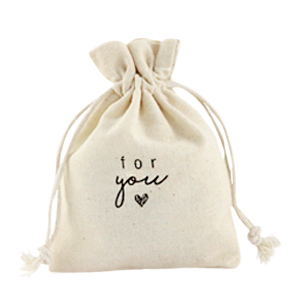 Leinen Schmuck Beutel "for you" Off white