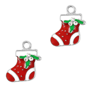 Anh&auml;nger Metall Basic Quality Weihnachtsstr&uuml;mpf Silber-rot