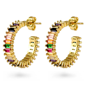 Zirconia Rainbow Creolen Gold