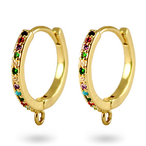 Zirconia Rainbow Creolen mit &Ouml;se Gold