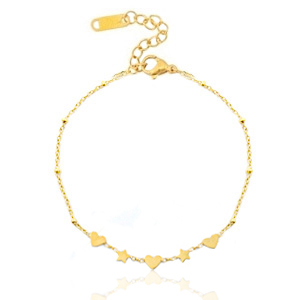 Stainless Steel - Rostfrei Stahl Armb&auml;nder Hearts & Stars Gold