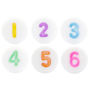 Acryl Buchstaben Mix Zahlen Multicolour-Weiss
