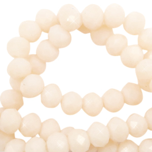 Facetten Top Glas Perlen 4x3mm Rondellen Vanilla delight beige-pearl shine coating