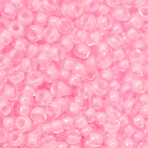Miyuki 8/0 Rocailles Pink lined crystal 8-207