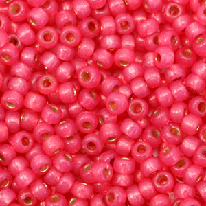 Miyuki 8/0 Rocailles Duracoat silverlined dyed flamingo pink 8-4239