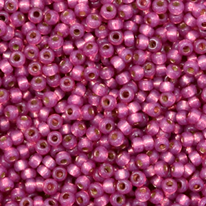 Miyuki 11/0 Rocailles Silverlined dyed duracoat peony pink 11-4247