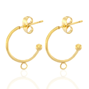 Stainless Steel - Rostfrei Stahl Ohrringe Creolen mit &Ouml;se 15mm Gold