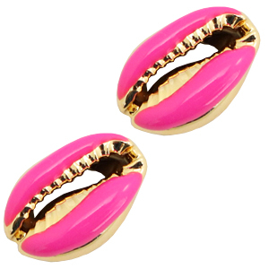 Perle Muschel Spezial Kauri Half hot pink-gold