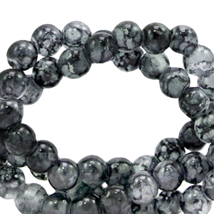 Glas Perlen 4 mm meliert Dark grey