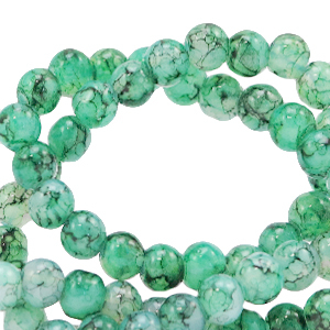 Glas Perlen 6 mm meliert Green ash