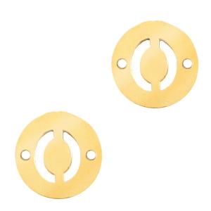 Anh&auml;nger aus Stainless Steel - Rostfreiem Stahl Zwischenst&uuml;ck rund 10mm Initial coin O Gold