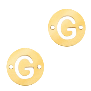 Anh&auml;nger aus Stainless Steel - Rostfreiem Stahl Zwischenst&uuml;ck 10mm Initial coin G Gold