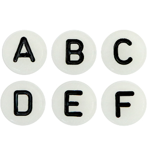 Acryl Buchstaben glow-in-the-dark mix Off white-black