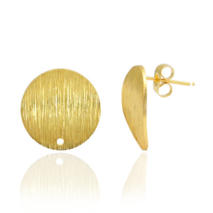 TQ Metall brass Ohrstecker 15mm rund mit &Ouml;se Gold