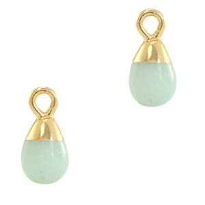 Anh&auml;nger Naturstein Drop Ocean green-gold