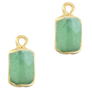 Anh&auml;nger Naturstein Rectangle Ocean green-gold