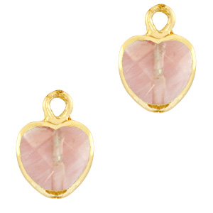 Anh&auml;nger Naturstein Heart Blossom pink-gold