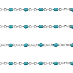 Zubeh&ouml;r aus Stainless Steel - Rostfreiem Stahl Gliederkette 1mm Pretty peacock blue-silber