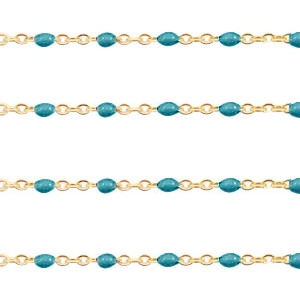 Zubeh&ouml;r aus Stainless Steel - Rostfreiem Stahl Gliederkette 1mm Pretty peacock blue-gold