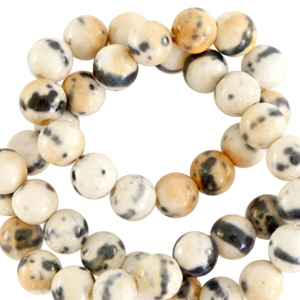 6 mm Perlen Naturstein rund Beige-black