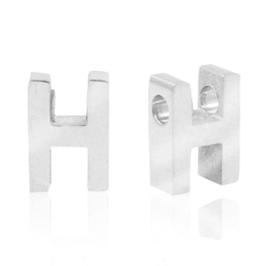 Perlen aus Stainless Steel - Rostfreiem Stahl Buchstaben H Silber