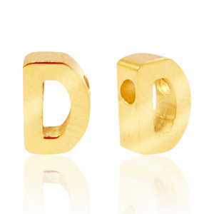 Perlen aus Stainless Steel - Rostfreiem Stahl Buchstaben D Gold