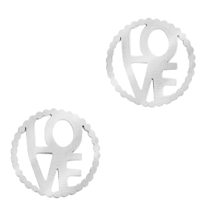 Anh&auml;nger aus Stainless Steel - Rostfreiem Stahl Zwischenst&uuml;ck "LOVE" Silber