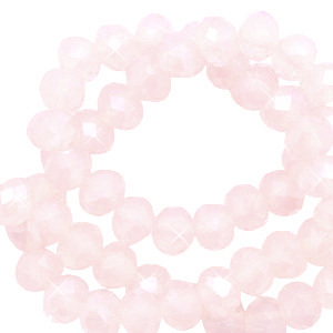 Facetten Top Glas Perlen 4x3mm Rondellen Soft pink opal-pearl shine coating