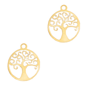 Anh&auml;nger aus Stainless Steel - Rostfreiem Stahl Baum des Lebens Gold